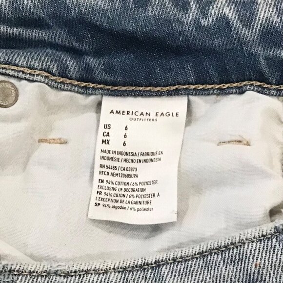 American Eagle 6 Mom Denim Women’s Jeans Shorts Distressed Exposed Pockets - Picture 8 of 10